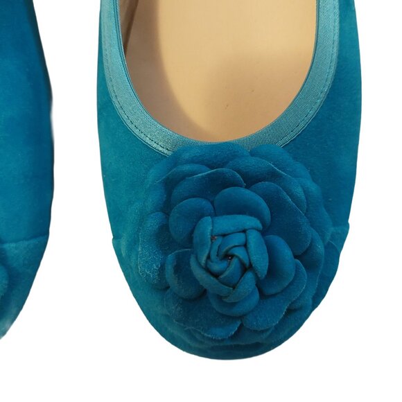 Daniela Fargion Turquoise Blue Rose Ballet Flats SZ 41/11- Made In Italy - Picture 4 of 9